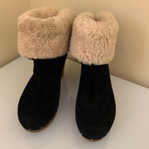 UGG Australia Black Suede Shearling Boots